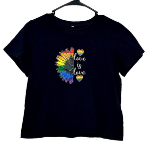 SHEIN Black Cropped “Love is Love” Pride T-Shirt